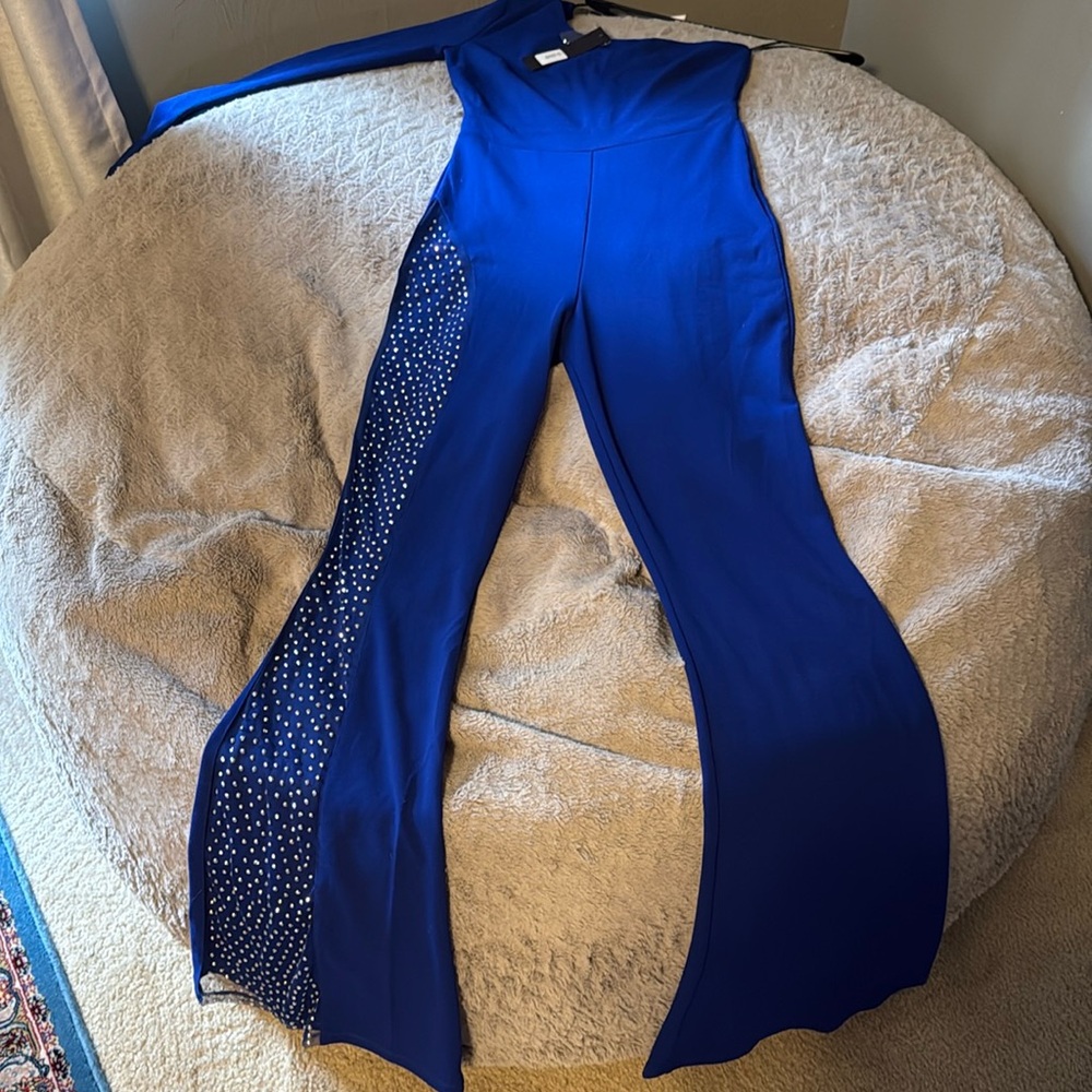 Symphony Royal Blue One Shoulder Jumpsuit New With Tags!